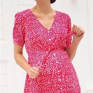 Seraphine Red Floral Wrap Maternity Dress